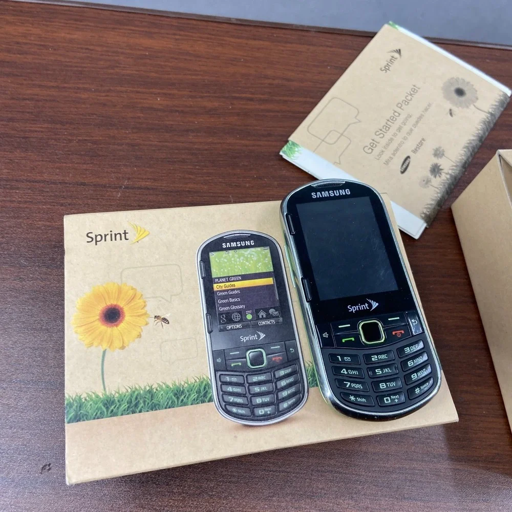 Samsung Restore SPH-M570 Sprint Slider Cell Phone Lime Green Silver 2MP QWERTY
